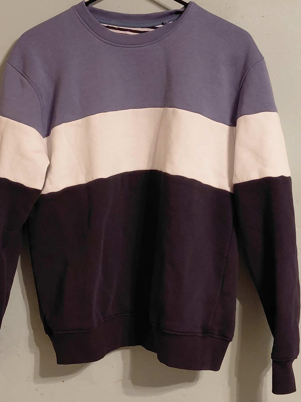 Denim & Flower Men's Colorblock Crewneck Sweater - Lavender, White & Navy